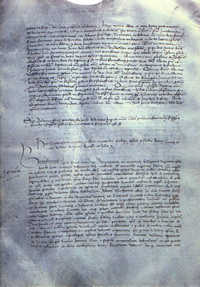 Bolla di fondazione dell'Universit� di Ferrara del 4 marzo 1391, trascritta nel Catastro M (ff. 214v-15)