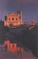 Cattedrale, 1659-1740. Sorge sul luogo della cattedrale del 708, fulcro del primitivo insediamento altomedievale di Comacchio. La torre campanaria venne costruita da Antonio Fossati nel 1751. Fu in seguito riedificata nel 1868