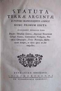 Frontespizio degli Statuti